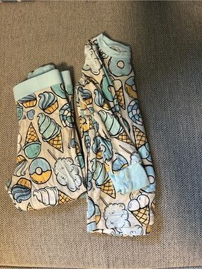 Little Sleepies Cream Pajamas with Light Blue and Yellow Ice Cream Print
